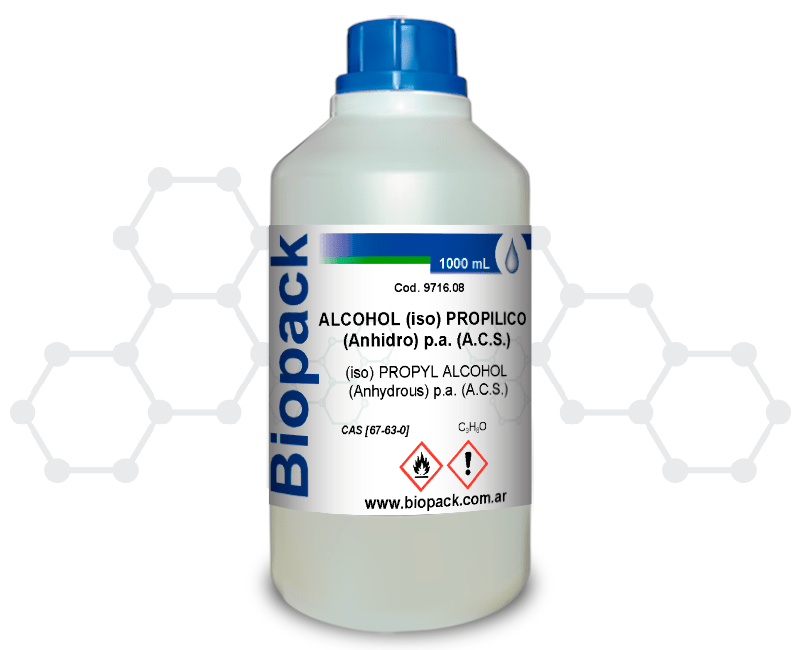 Alcohol Iso-Propílico P,A x 1000 ml - Biopack  