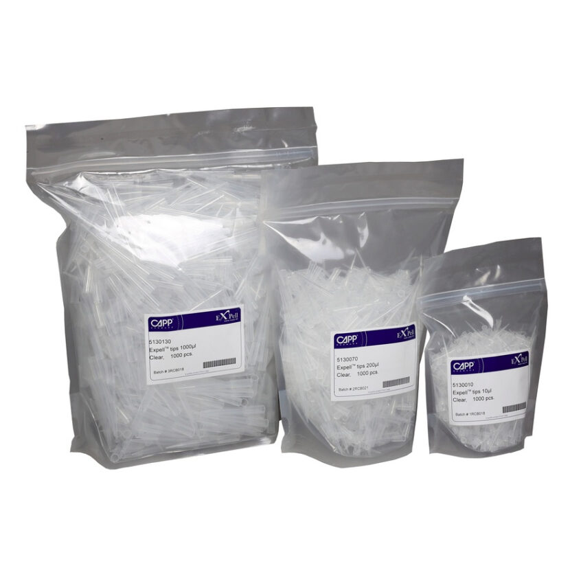 Puntas CAPP Expell de 200 µL, amarillas, en bolsa, 30×1000 unidades.